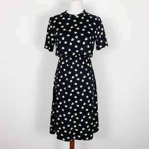 Vintage Women's Medium Dress Modest Stretch Leaf